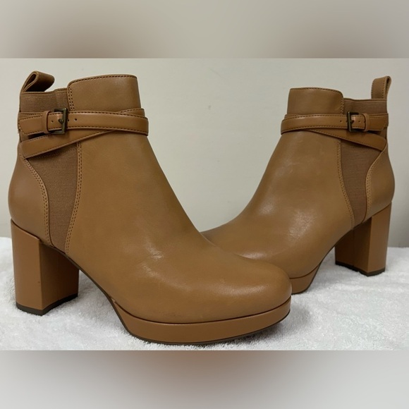 Vionic Nella Women's Boots Size 8 Napa Tan Leather Comfort Platform Booties - Picture 5 of 9